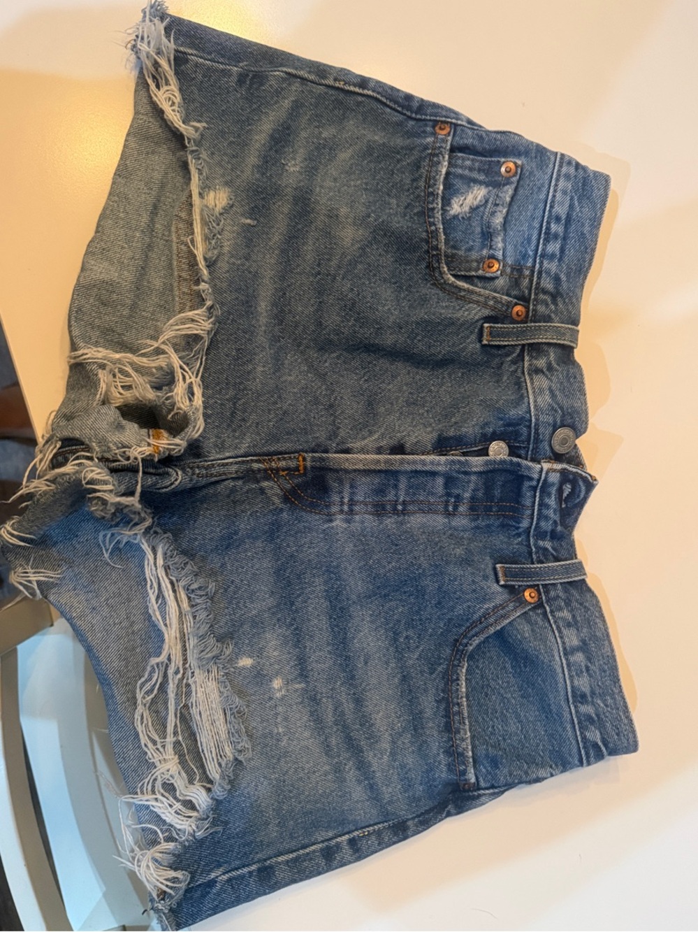 Levi's Frayed Blue Denim Cutoff Shorts